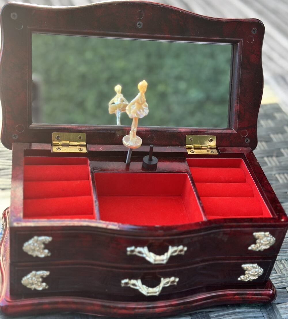 Ballerina Musical Wind Up Jewelry Box W/ Spinning Dancer MB1001 Blue Danube.